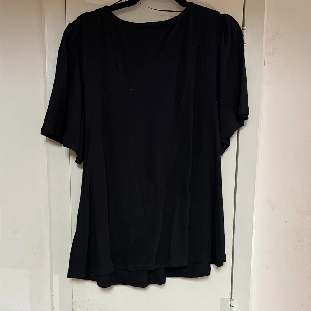 Skies Are Blue Black Wrap Blouse - Picture 3 of 3